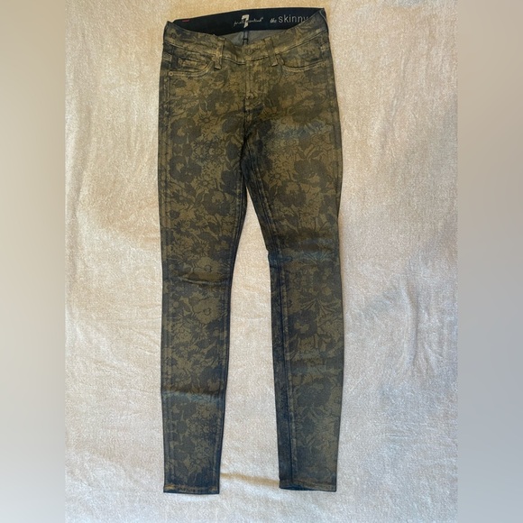 7 For All Mankind Floral Patterned The Skinny Jeans Sz25 - Picture 3 of 8